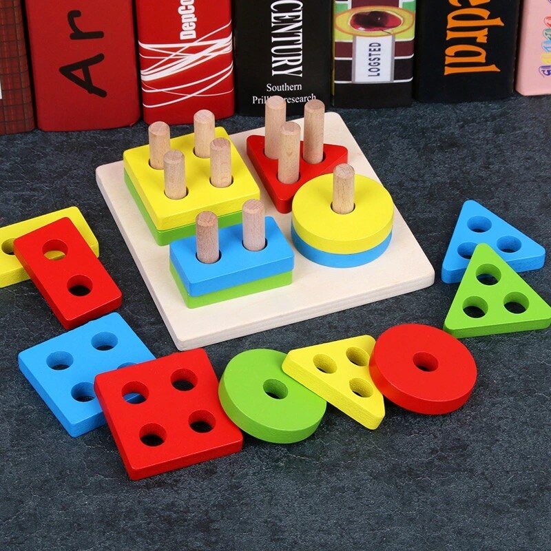 Wooden Four Columns Shape Sorter